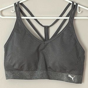 Women’s Puma Grey Silver Sparkle Seamless Bra  Low Support NWOT